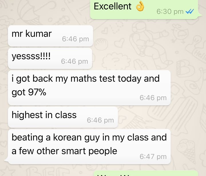 Anonymised student message reporting 97 percent and highest in class